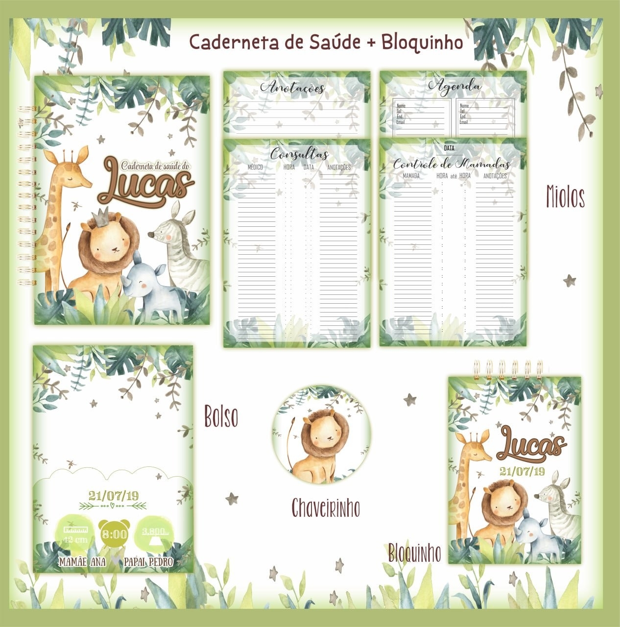Capas Cadernetas Safari - SOMENTE CAPAS