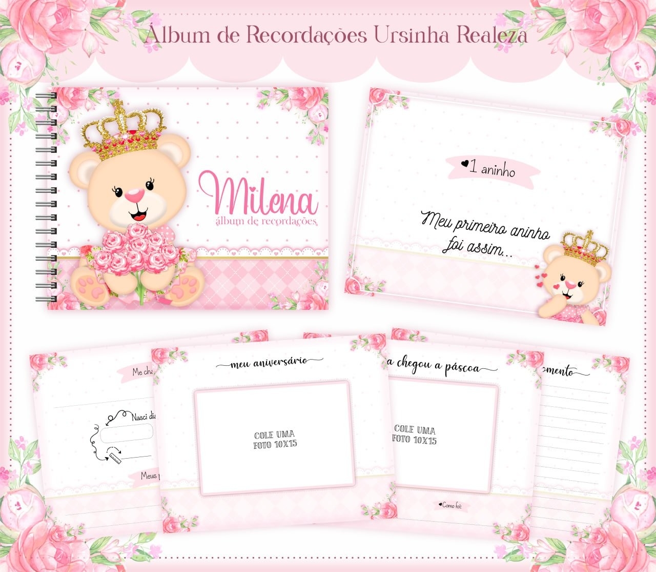 Arquivo Digital Cadernetas e Livro do Bebe Ursinha Realeza