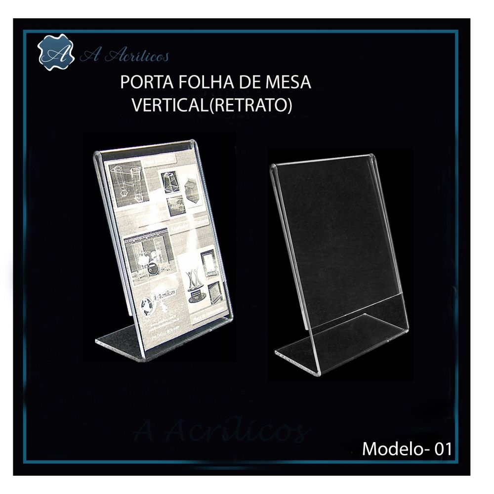 Porta Folha  A5 em Acrílico, Display de mesa