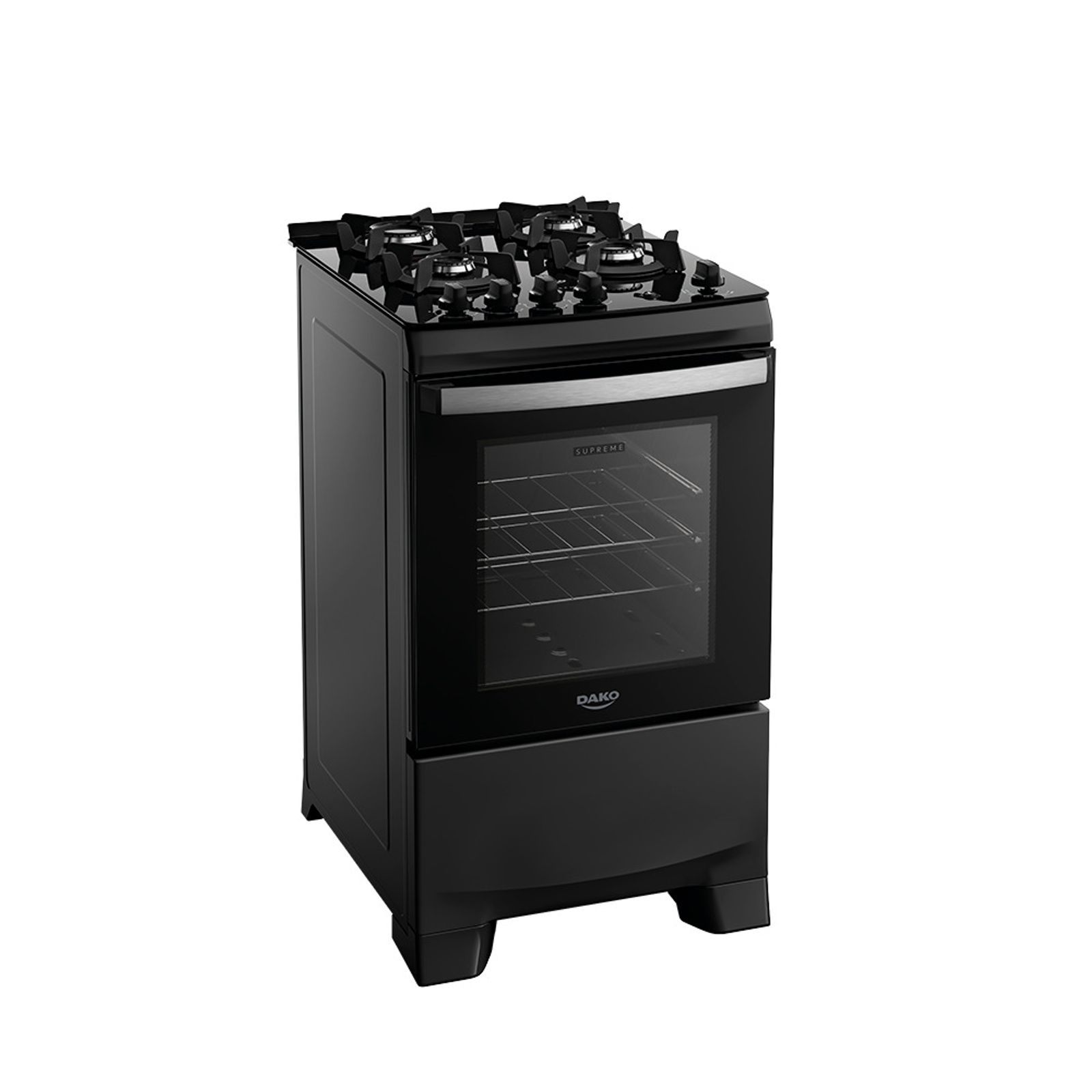 Fogão 4 Bocas Preto com Mesa de Vidro Dako Supreme Glass Bivolt