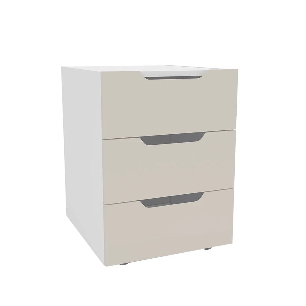 Mesa de Cabeceira Madri 3 Gavetas Creme / Branco - Politorno