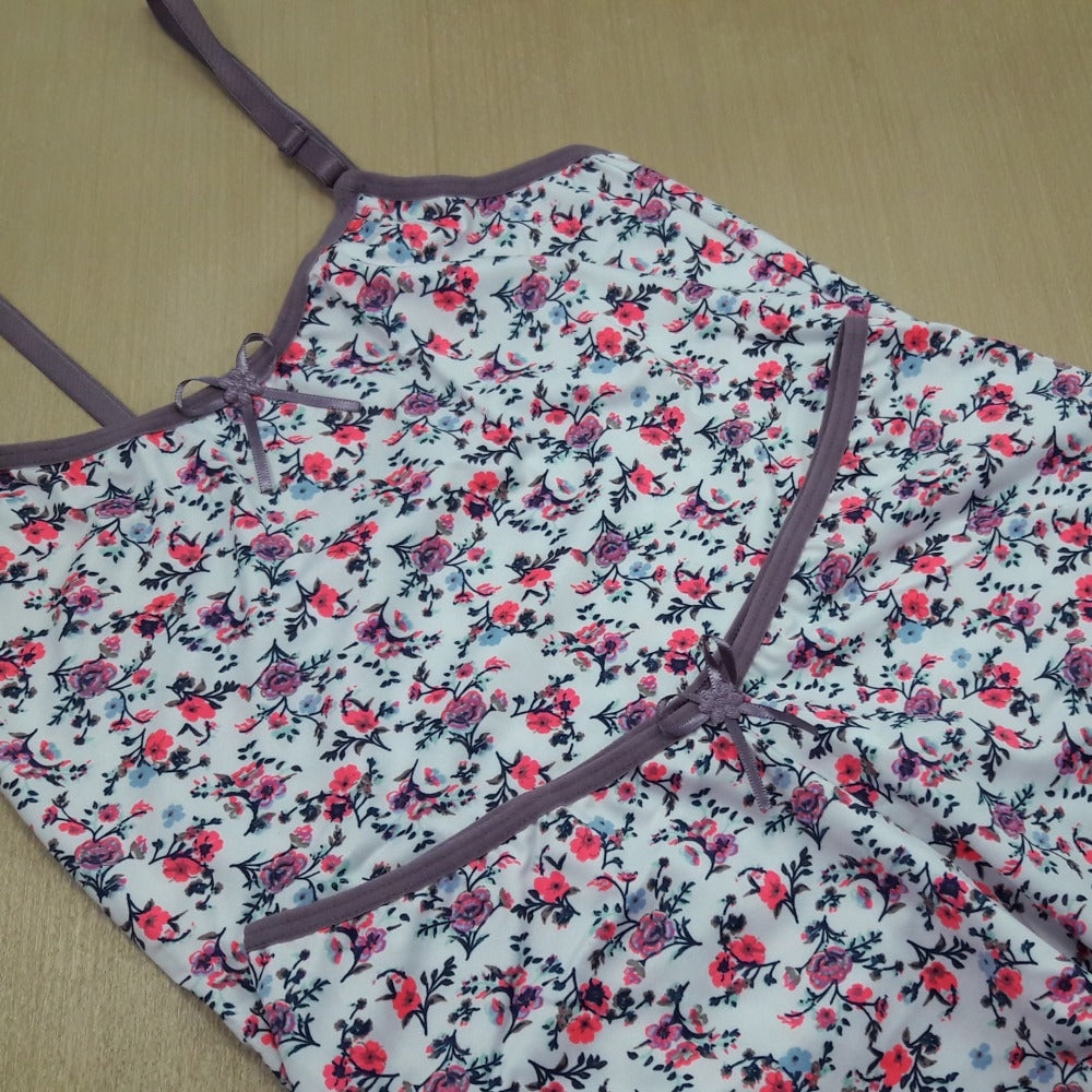 Baby Doll Em Microfibra Estampada e Renda  - C5487