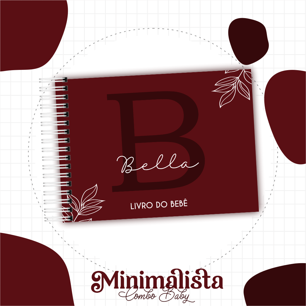 Caderneta e Livro do bebe Minimalista Marsala - Arquivo Digital
