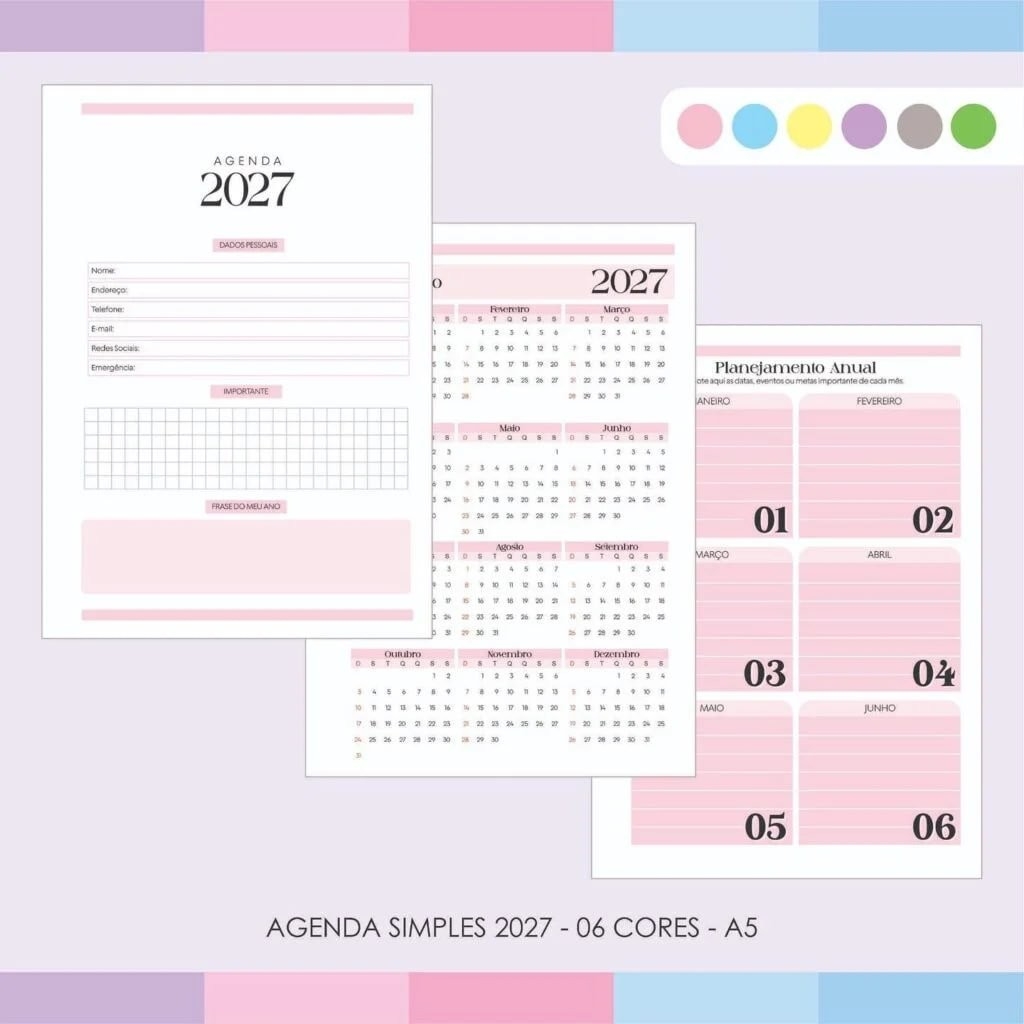 Agenda Simples 2027 – 06 Cores