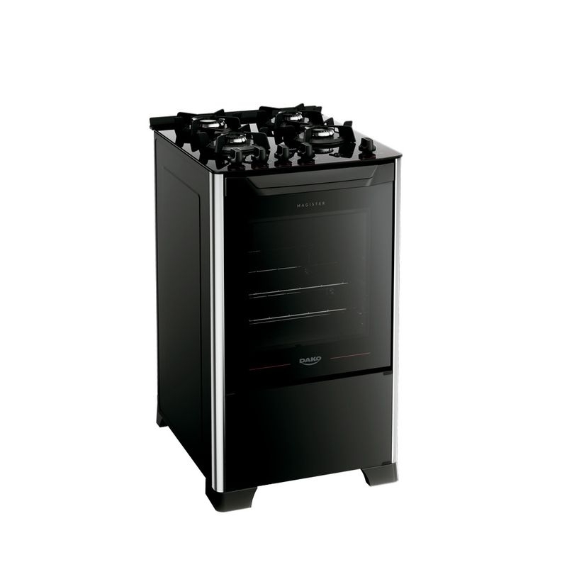 Fogão 4 Bocas Preto com Mesa de Vidro Dako Magister Bivolt