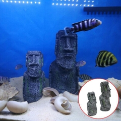 Decora&ccedil;&atilde;o para Aqu&aacute;rio Est&aacute;tua de Pedra da Ilha de P&aacute;scoa-Miau Auau Pets