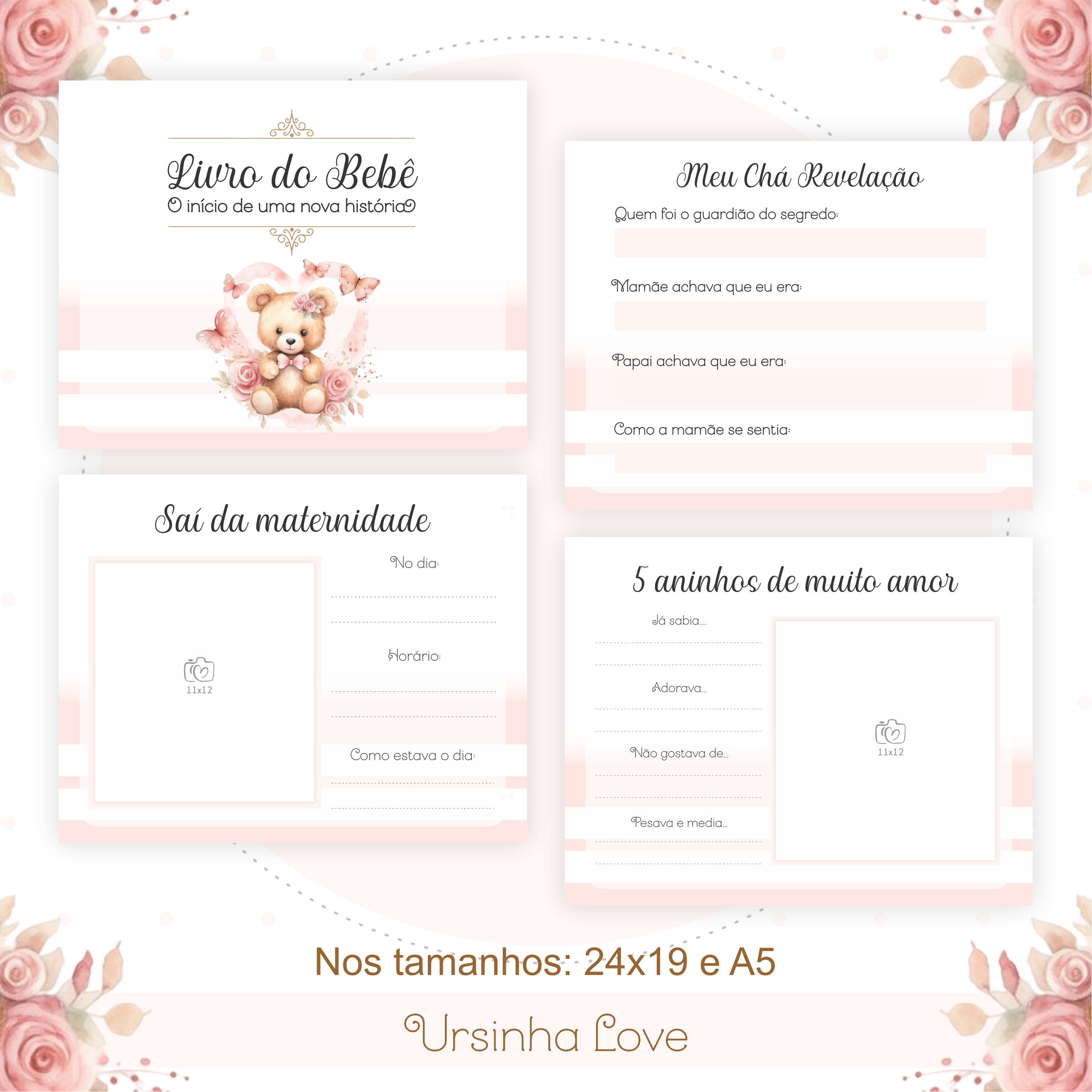 Caderneta e Livro do bebe Ursinha Love