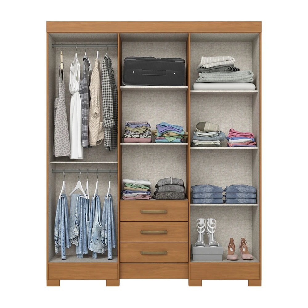 Guarda Roupa Casal 6 Portas 3 Gavetas Cinamomo - Briz