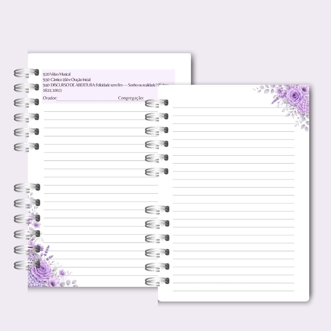 Caderno para o Congresso 2026 – Floral Azul COM Tema