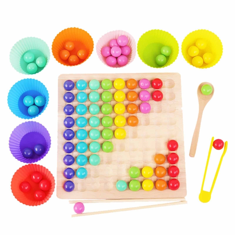 Brinquedo Montessori Tabuleiro Rainbow Clip