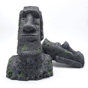 Decora&ccedil;&atilde;o para Aqu&aacute;rio Est&aacute;tua de Pedra da Ilha de P&aacute;scoa-Miau Auau Pets