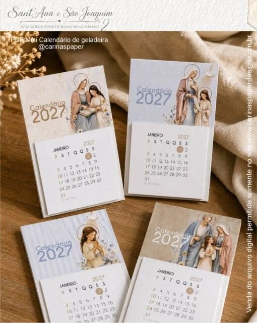 Calendário mini Imã de geladeira Santana e São Joaquim 2027
