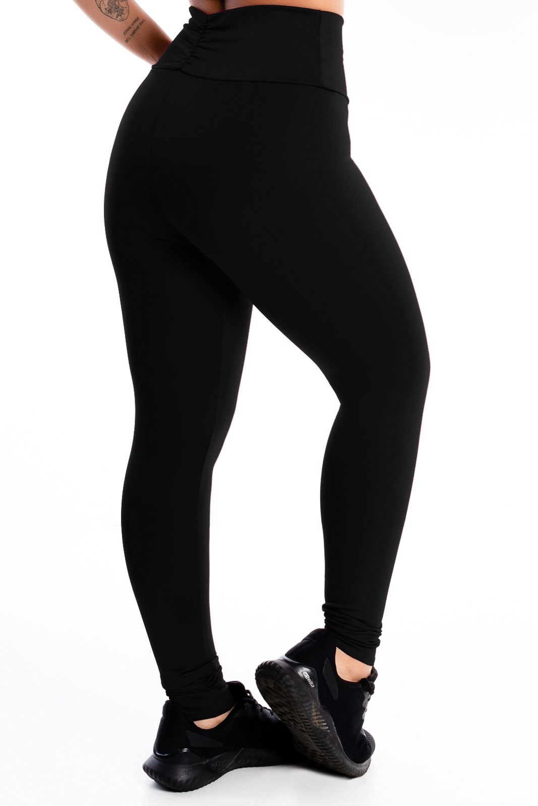 Calça Legging Lisa Detalhe Cós Preto