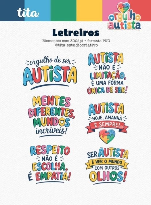 ORGULHO AUTISTA – COMBO DE ILUSTRAÇÕES E PAPÉIS