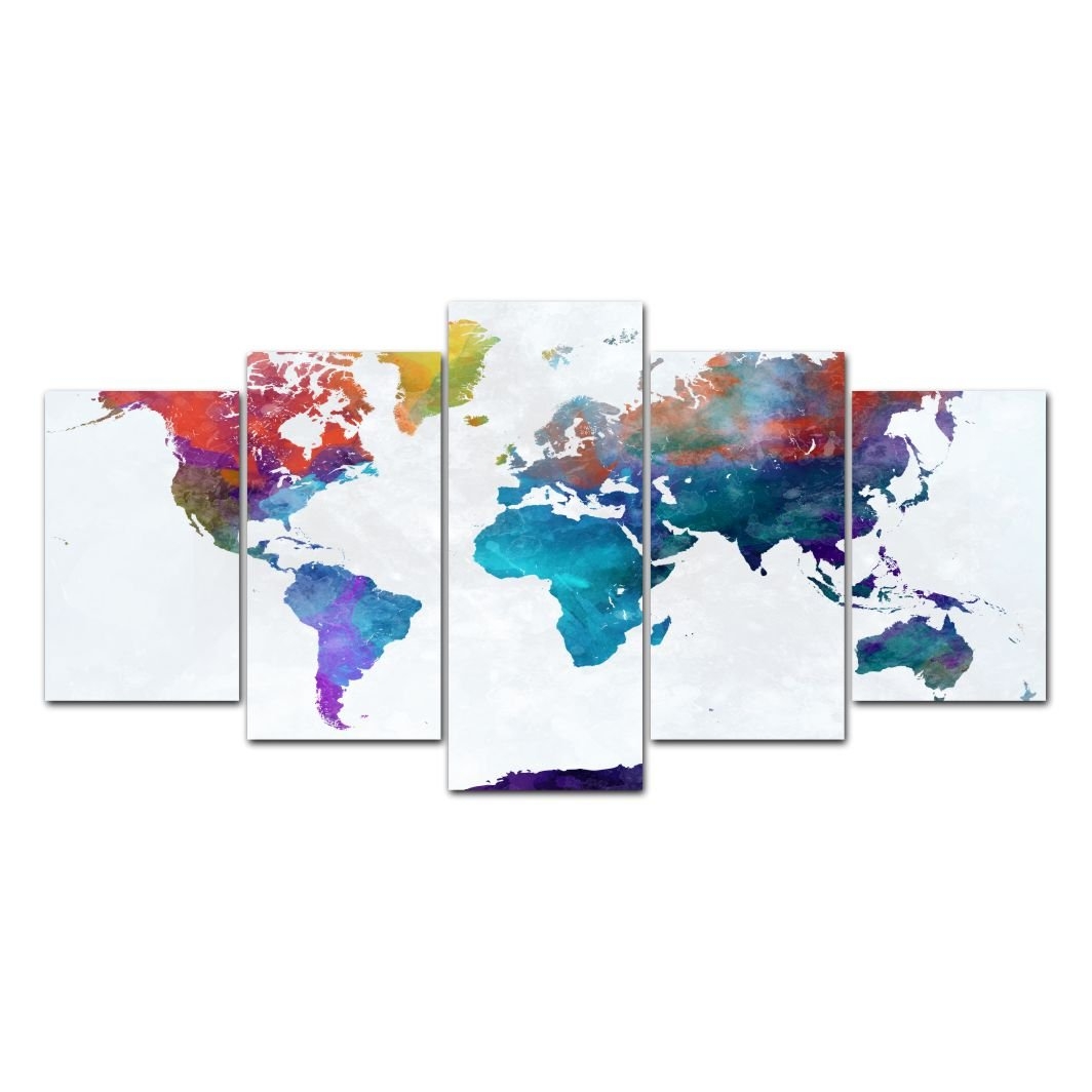 Quadro Decorativo Mapa Mundi Colorido
