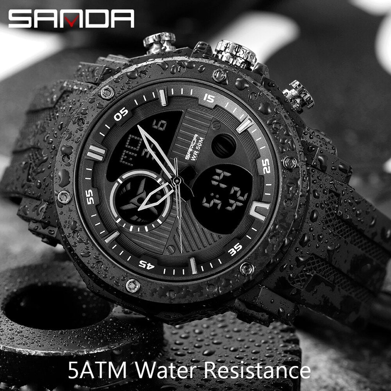Relógio Militar de Luxo SANDA Double ARMY 6012 Original À Prova D'água