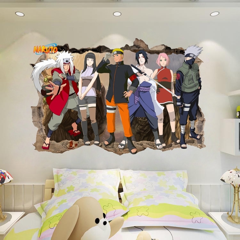 Criativo projeto dos desenhos animados naruto ímãs de geladeira 6pcs 3d no  estilo ninja adesivos de quarto magnético de decoração de casa de diy  decoração de parede zl435 / Ornamentos ~