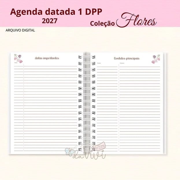 Agenda Datada 2027 – Coleção Flores