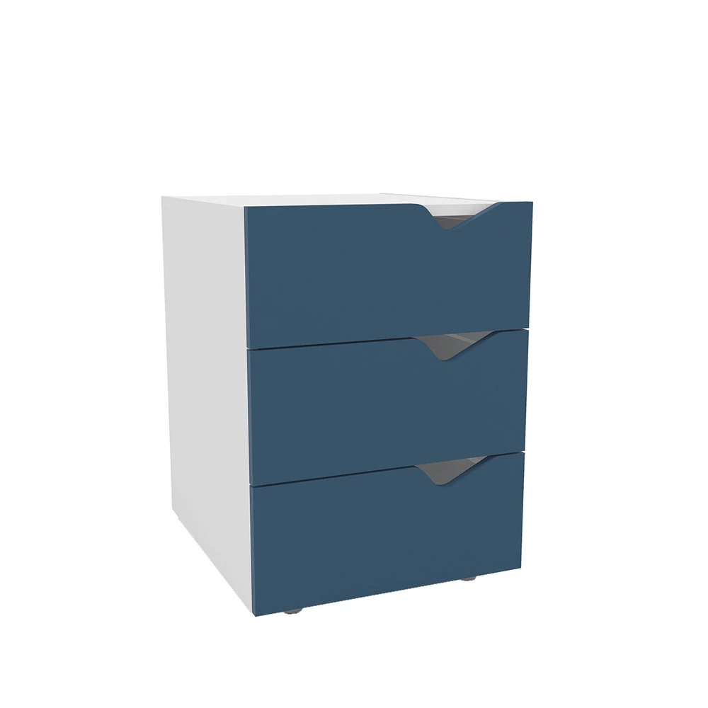 Mesa de Cabeceira Porto 3 Gavetas Azul / Branco - Politorno