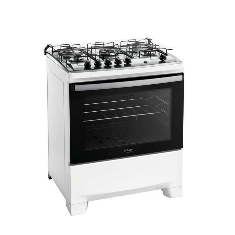 Fogão 5 Bocas Branco com Mesa Inox Dako Supreme Bivolt