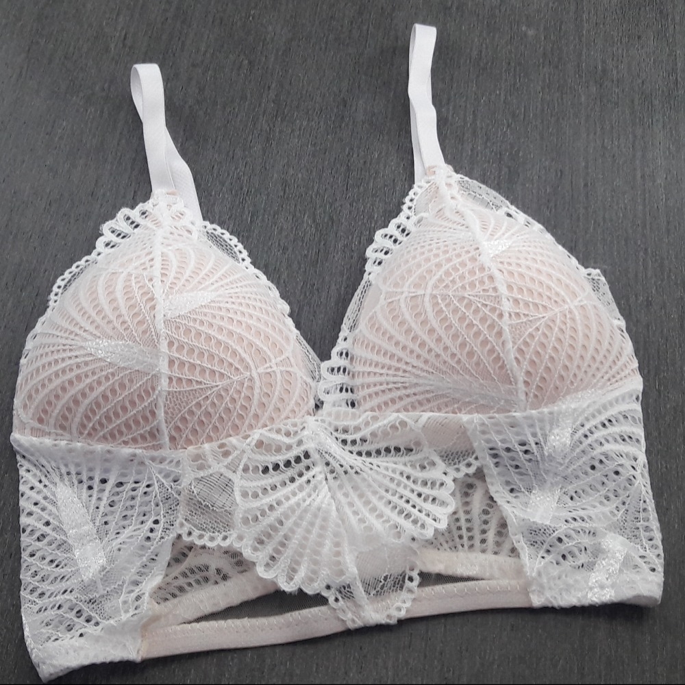 Sutiã Cropped com Bojo em Renda e Tule - C8857