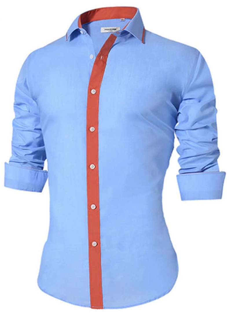 Camisa Masculina Slim Fit Mixers Azul Fit