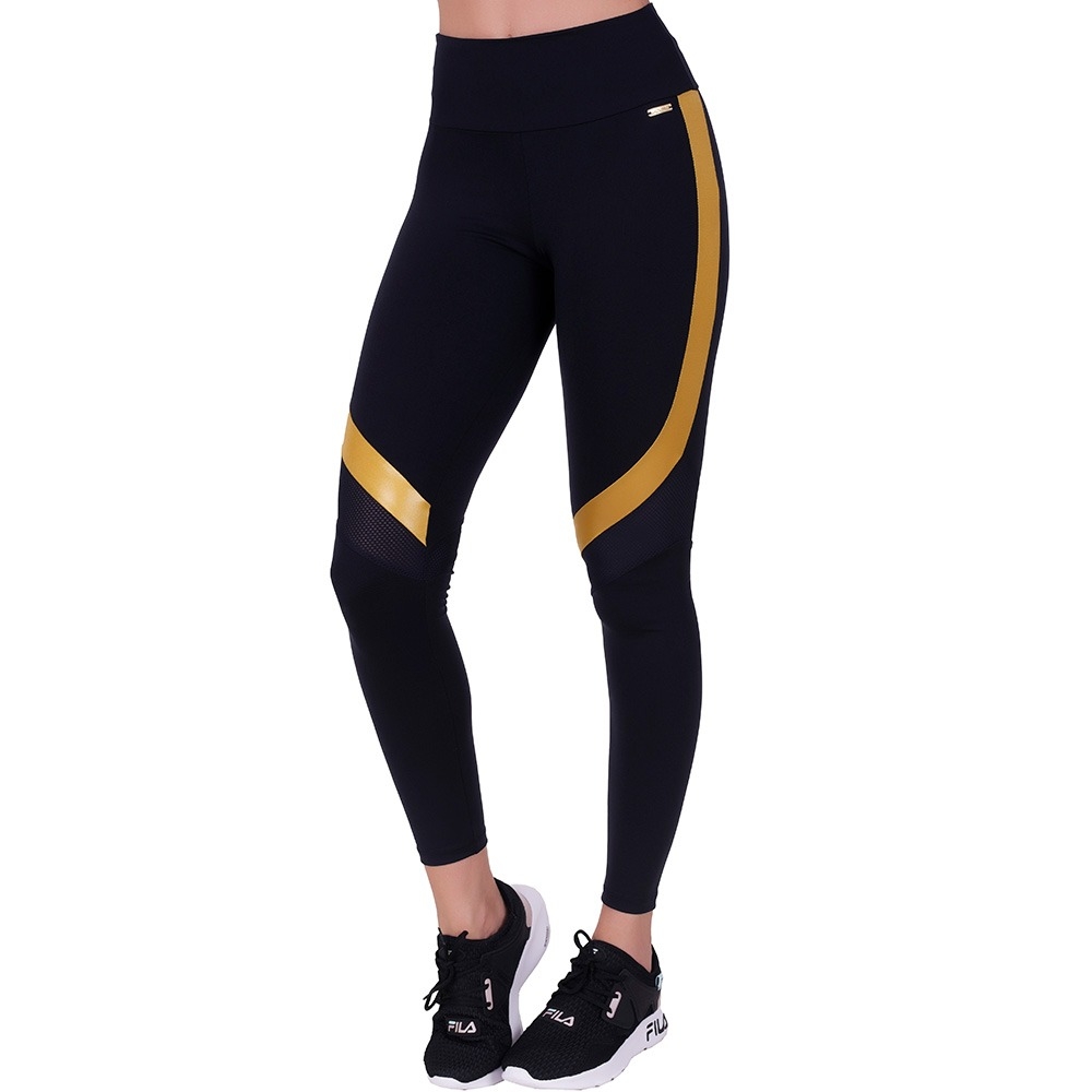 Calça Legging Recorte Lateral e Tela - C8565