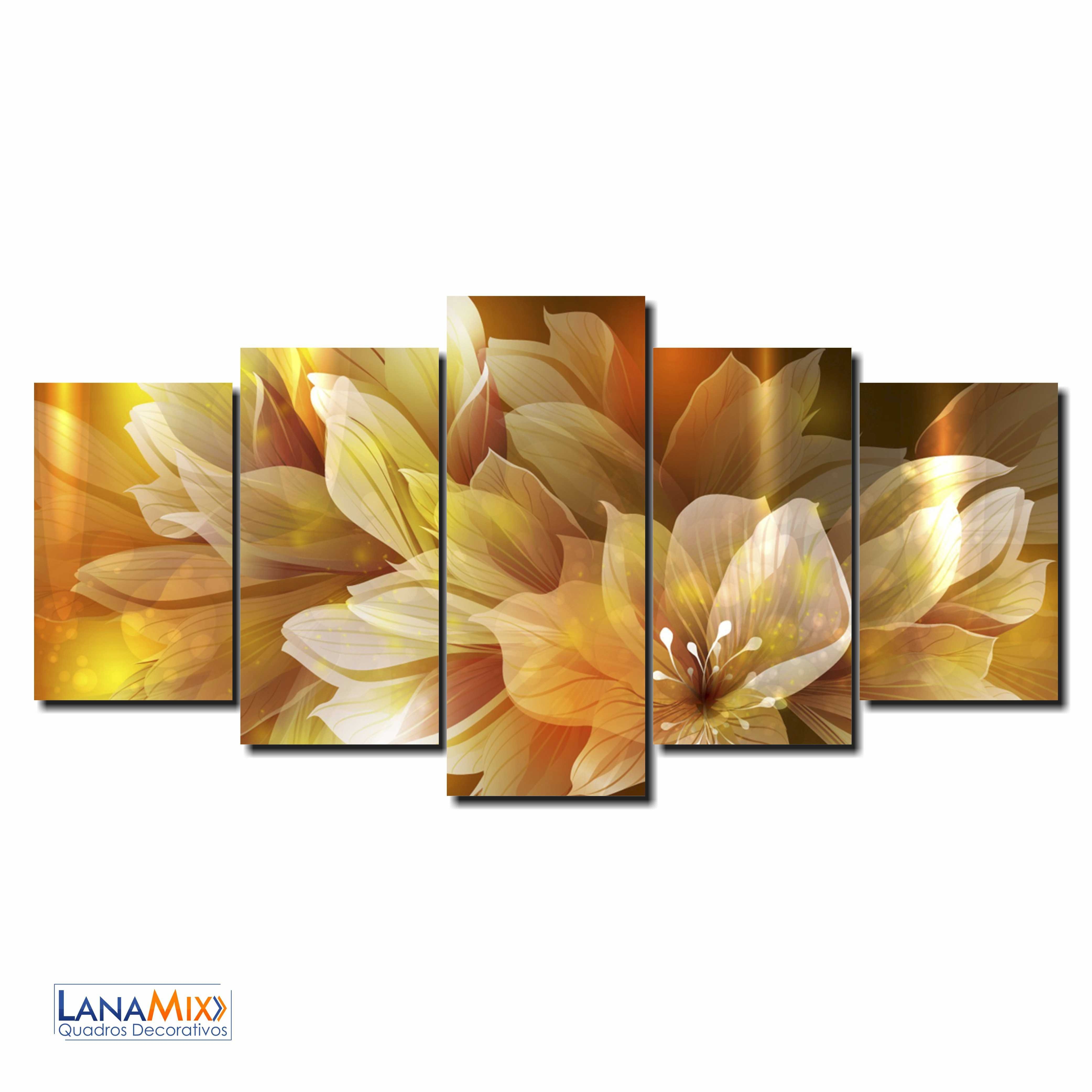 Quadro Decorativo Flor Dourada Transparente