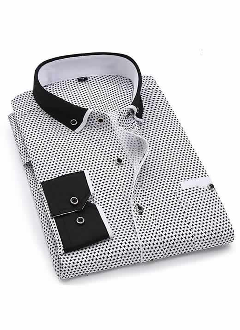 Capa Camisa Slim Fit Luxury Social Casual Preto/Branco C004