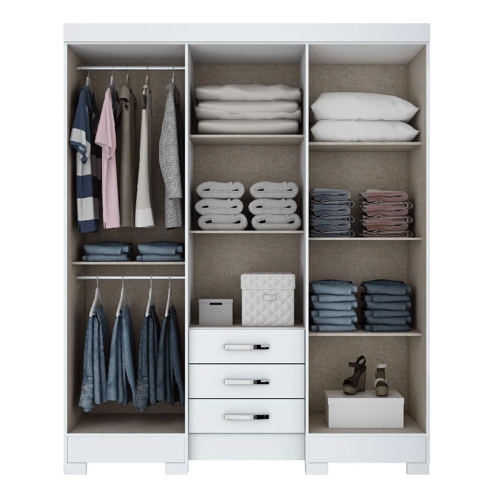 Guarda Roupa Casal 6 Portas 3 Gavetas Branco - Briz