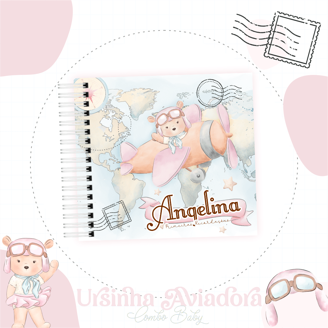 Caderneta e Livro do bebe Ursinha Aviadora - Arquivo Digital