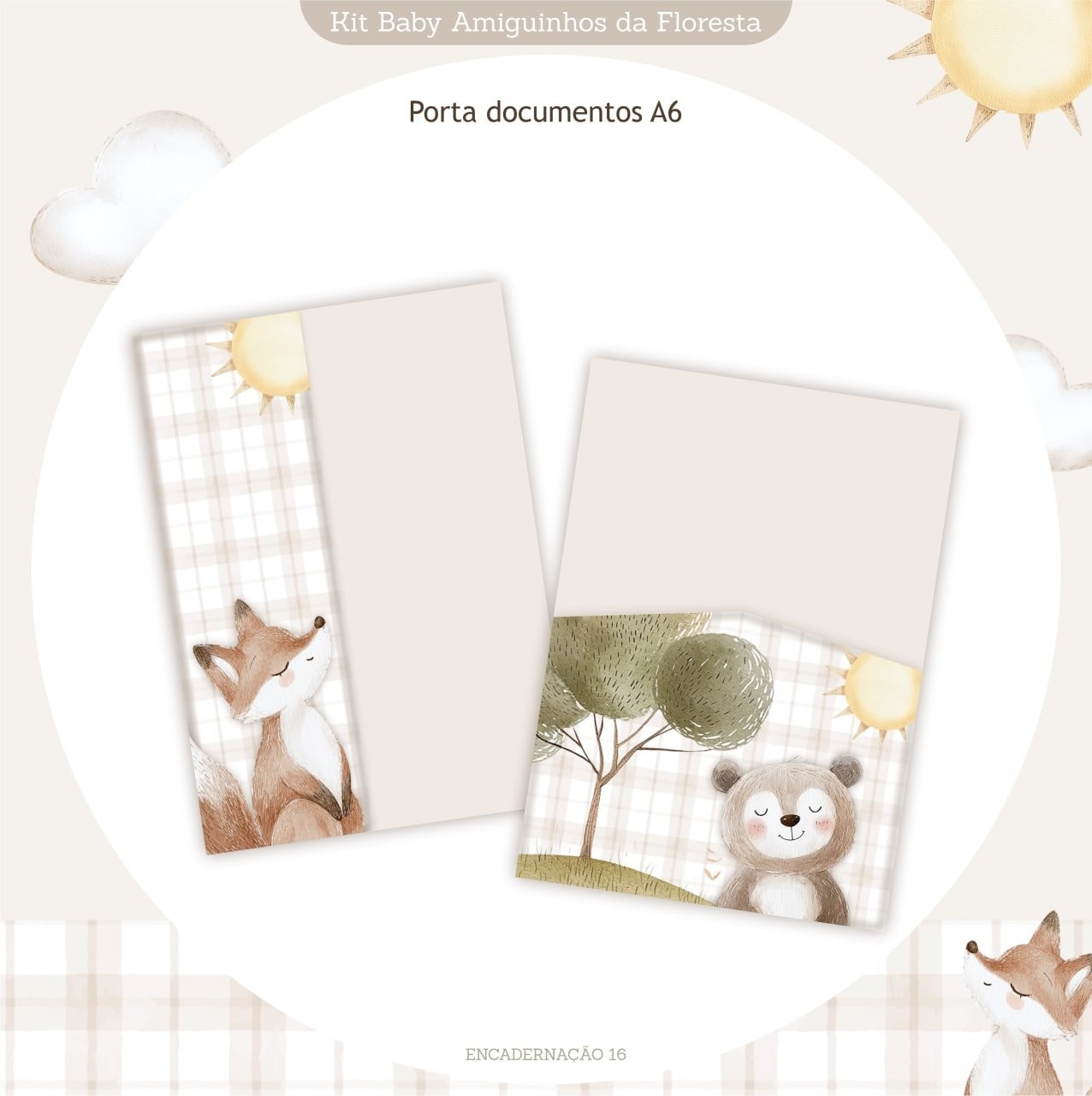 Caderneta e Kit Maternidade BICHINHOS NA FLORESTA
