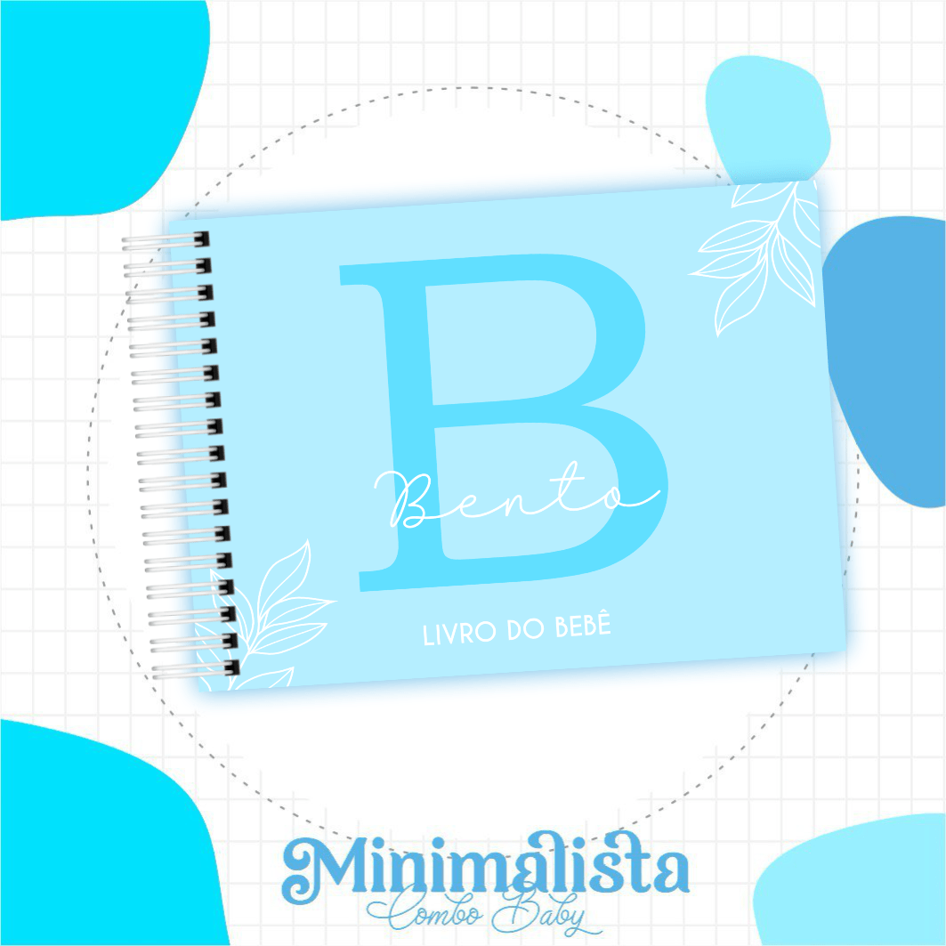 Caderneta e Livro do bebe Minimalista Azul Bebe - Arquivo Digital