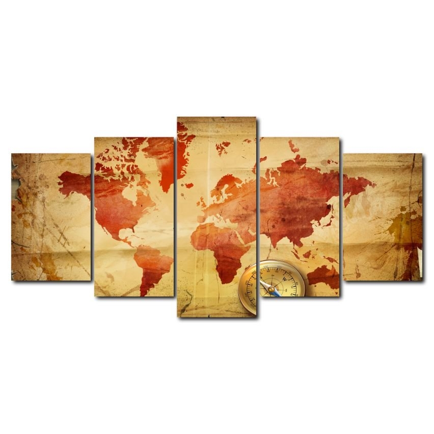 Quadro Decorativo Mapa Mundi Bussola