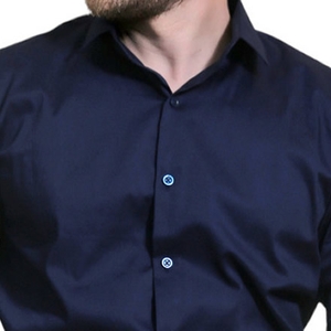 Camisa Social Masculina Slim Fit Lisa Azul Marinho Premium