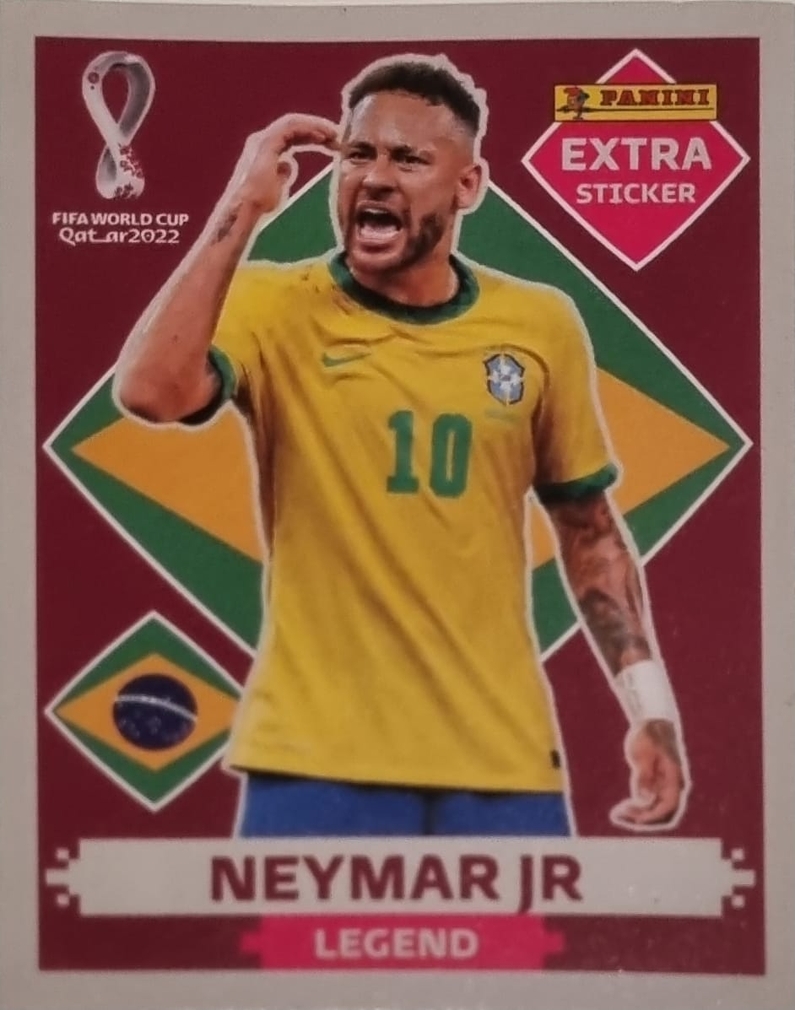 Figurinha Extra do Neymar Jr. Bordô Legend da Copa do Mundo do
