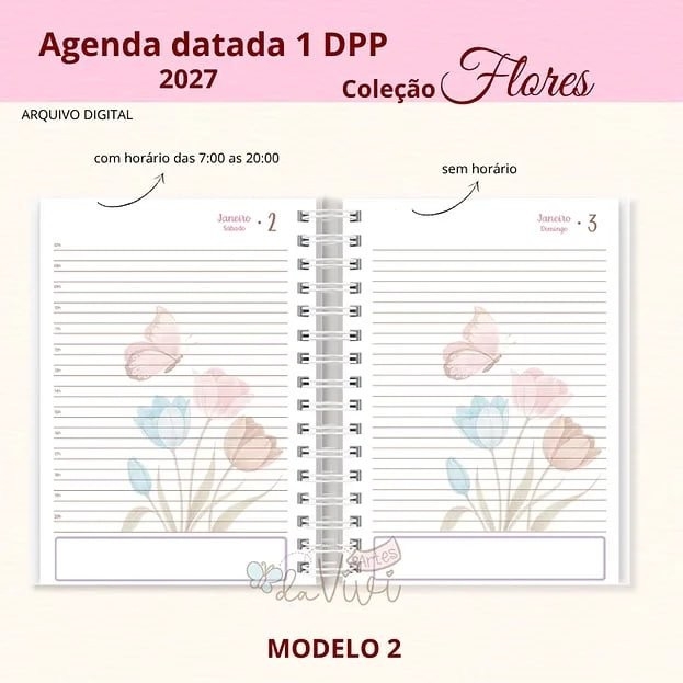 Agenda Datada 2027 – Coleção Flores