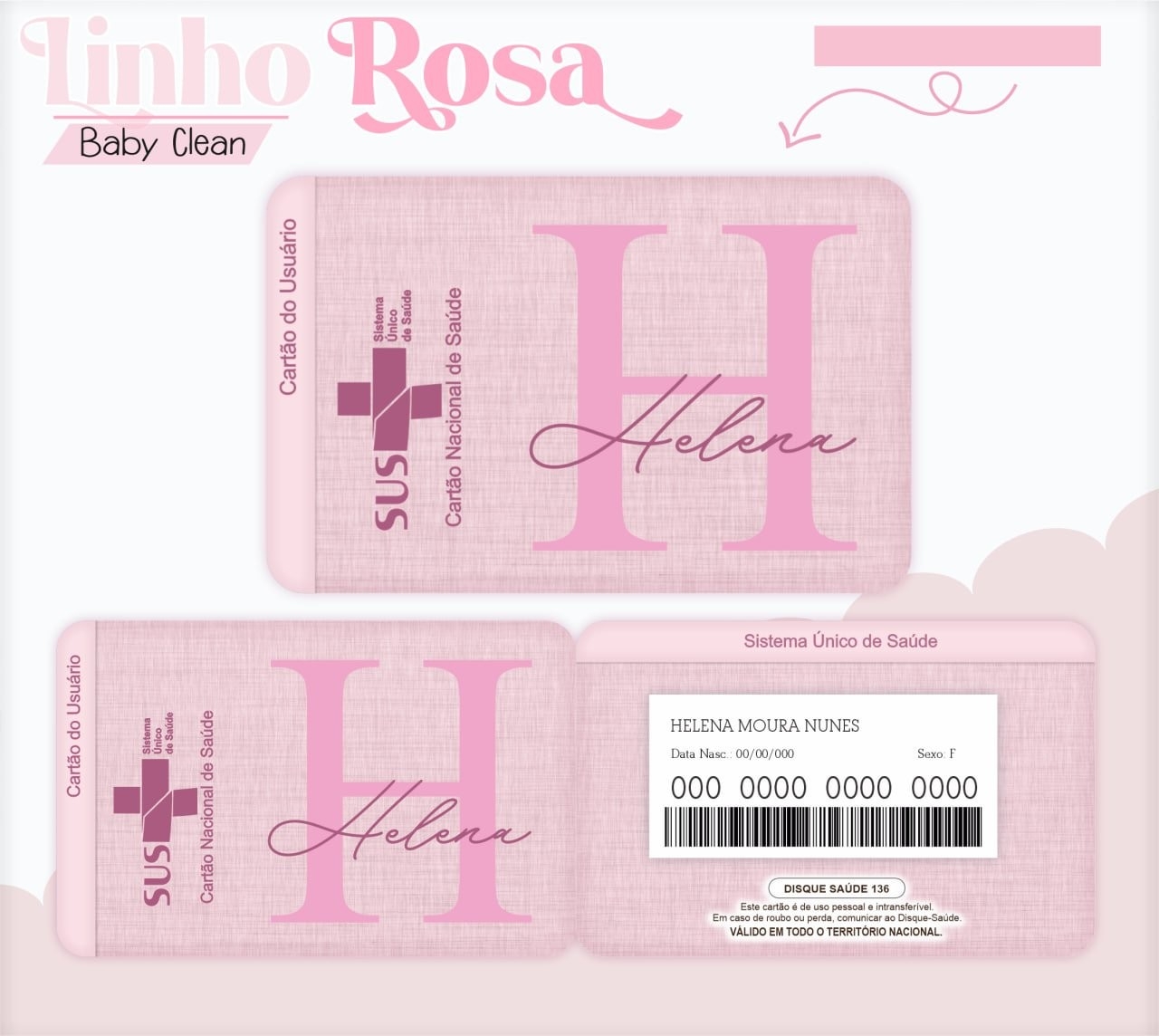 Caderneta e Livro do bebe Linho Rosa - Arquivo Digital