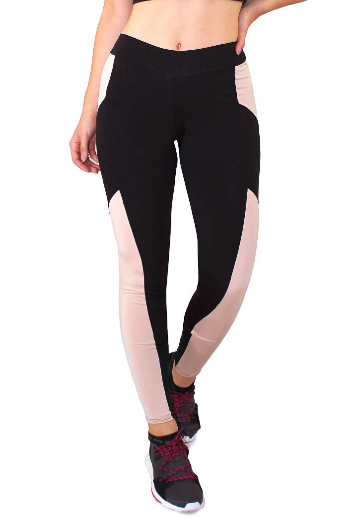 Calça Legging Fitness Preto com Detalhe Chocolate