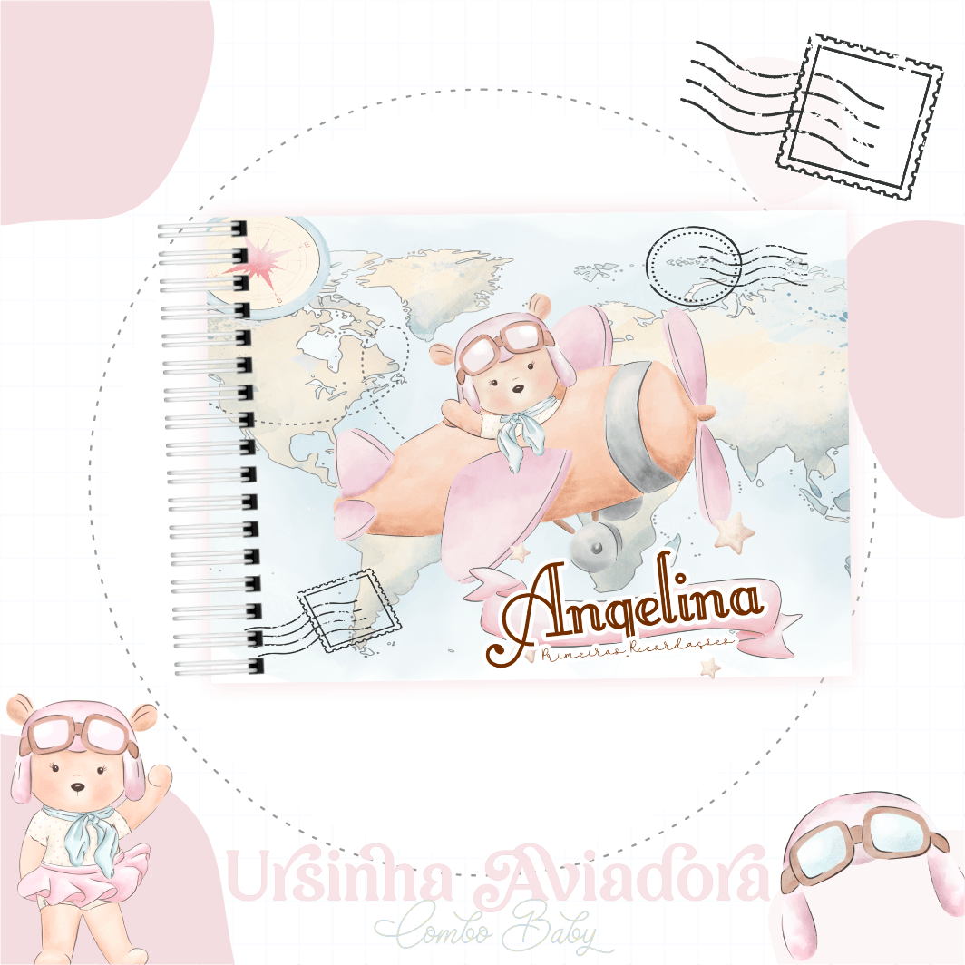 Caderneta e Livro do bebe Ursinha Aviadora - Arquivo Digital