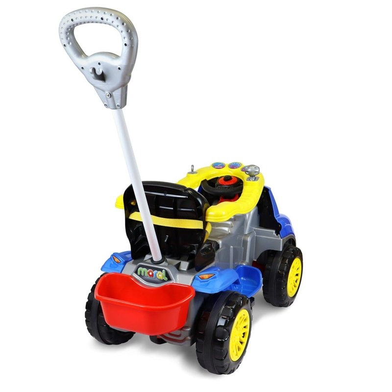 Carrinho de Passeio Infantil e Pedal Quadriciclo 2 em 1 Sport Car Azul - Maral