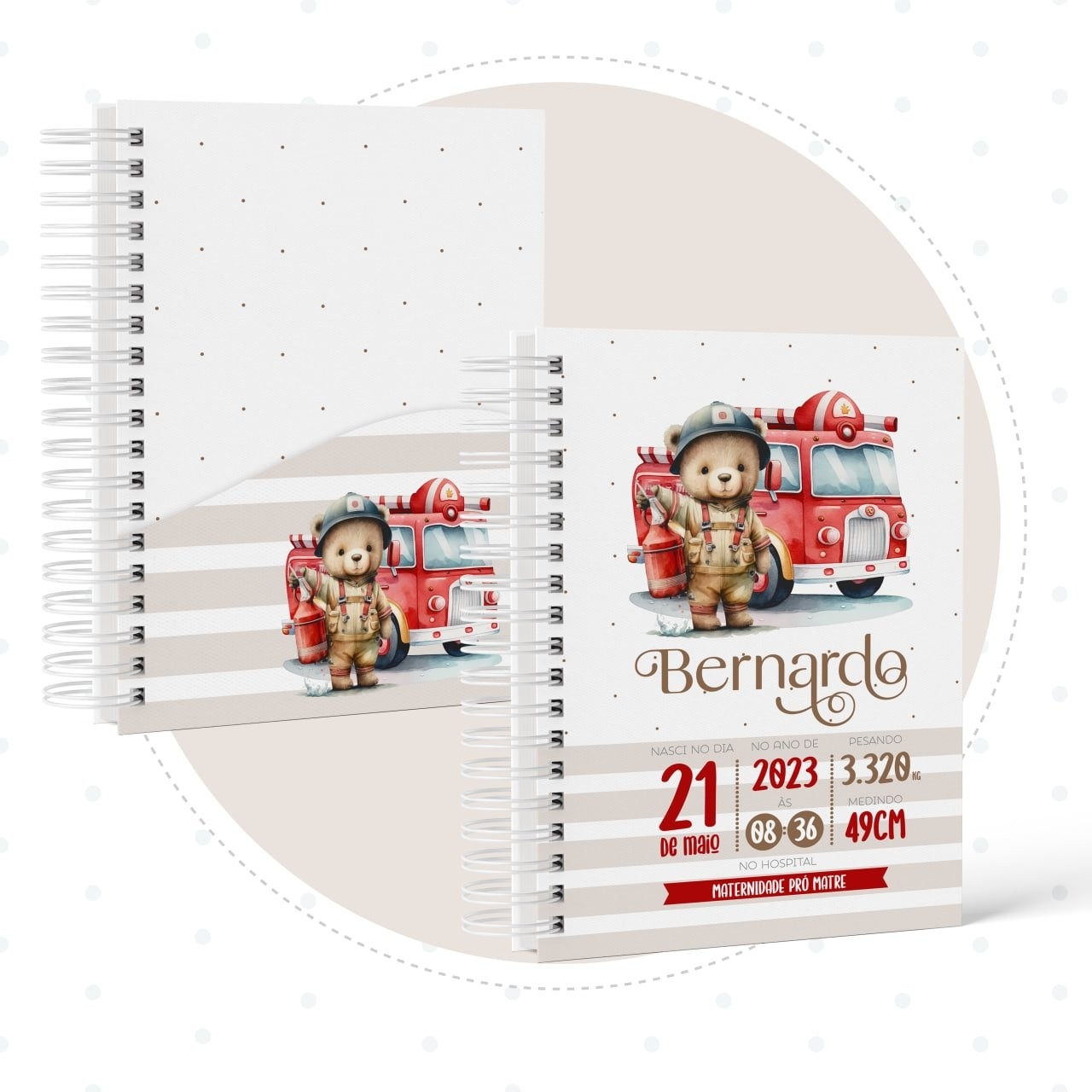 Caderneta com Livros do bebe Urso Bombeiro - Arquivo Digital