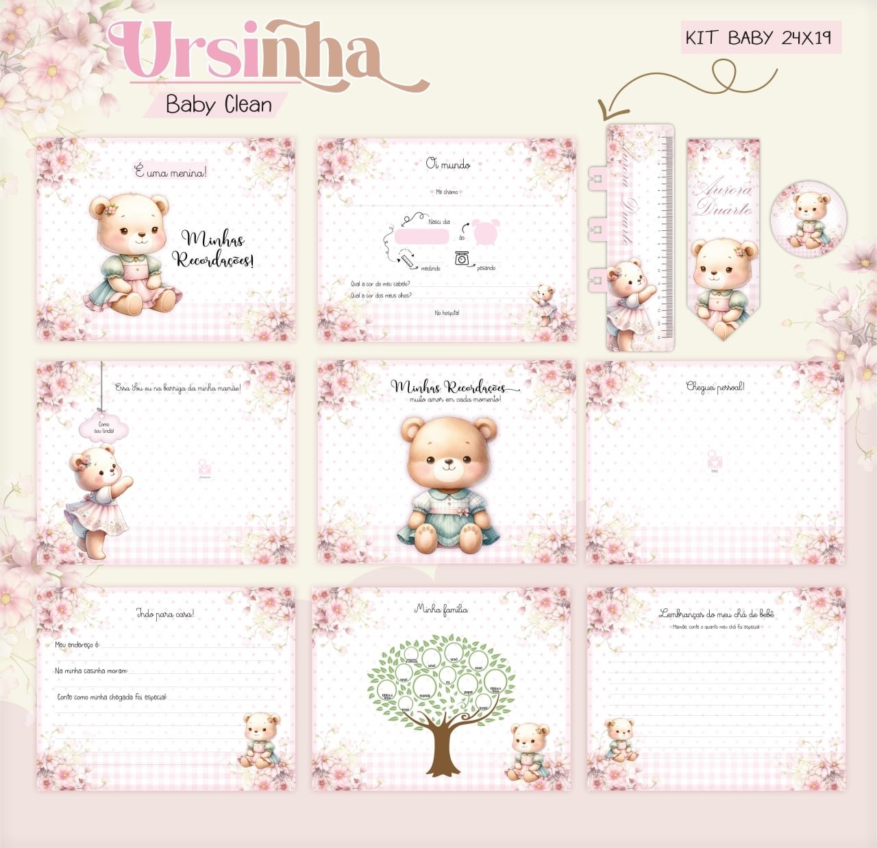 Caderneta e Livro do bebe Ursinha Baby Clean - Arquivo Digital