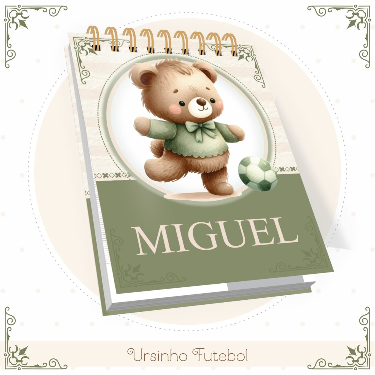 Caderneta e Livro do bebe Ursinho Futebol