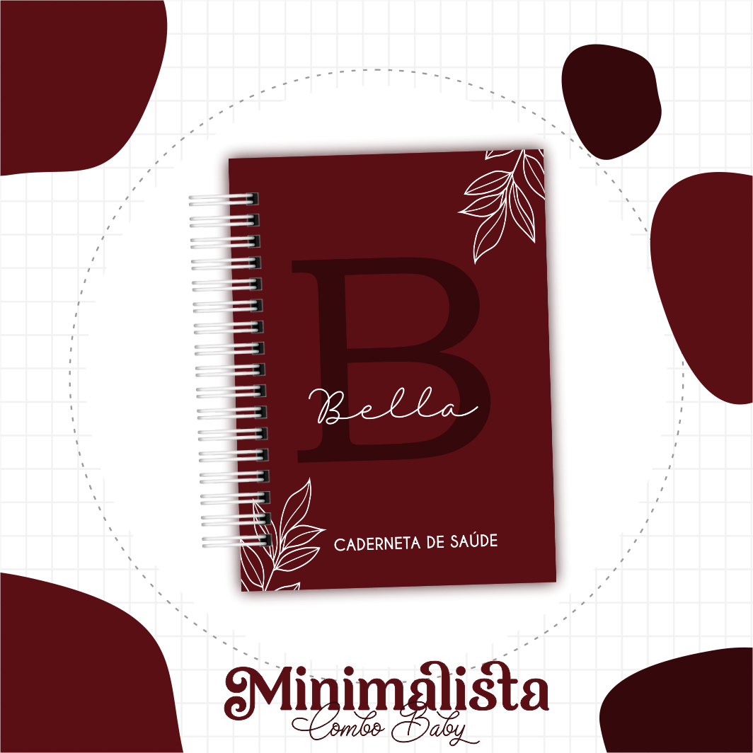 Caderneta e Livro do bebe Minimalista Marsala - Arquivo Digital