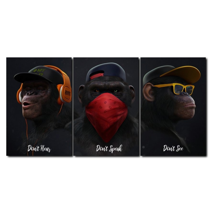 Quadro Decorativo Três Macacos Sábios