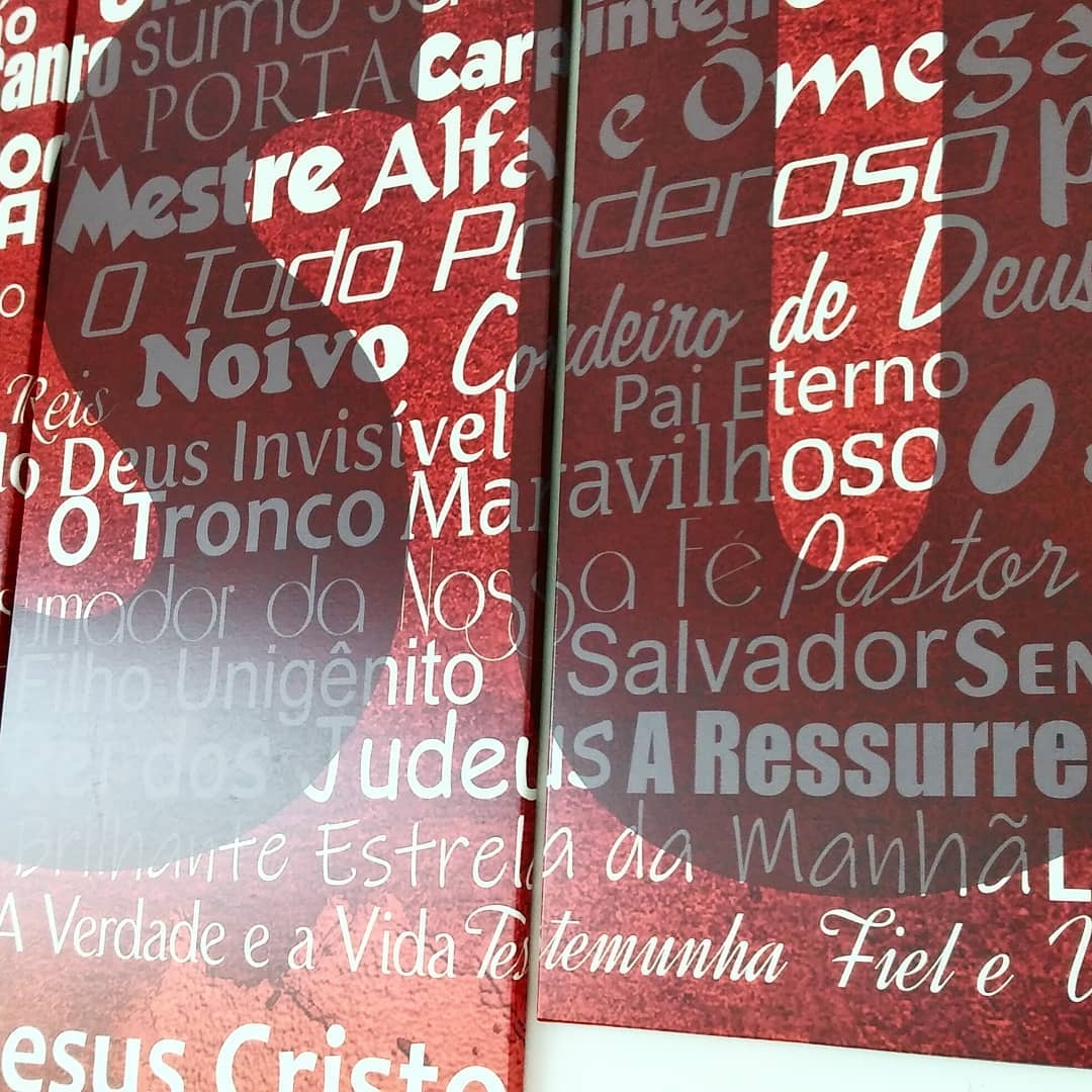 Quadro Decorativo Nomes de Jesus Vermelho