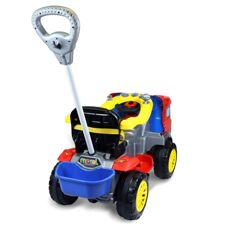 Carrinho de Passeio Infantil e Pedal Quadriciclo 2 em 1 Truck Vermelho - Maral