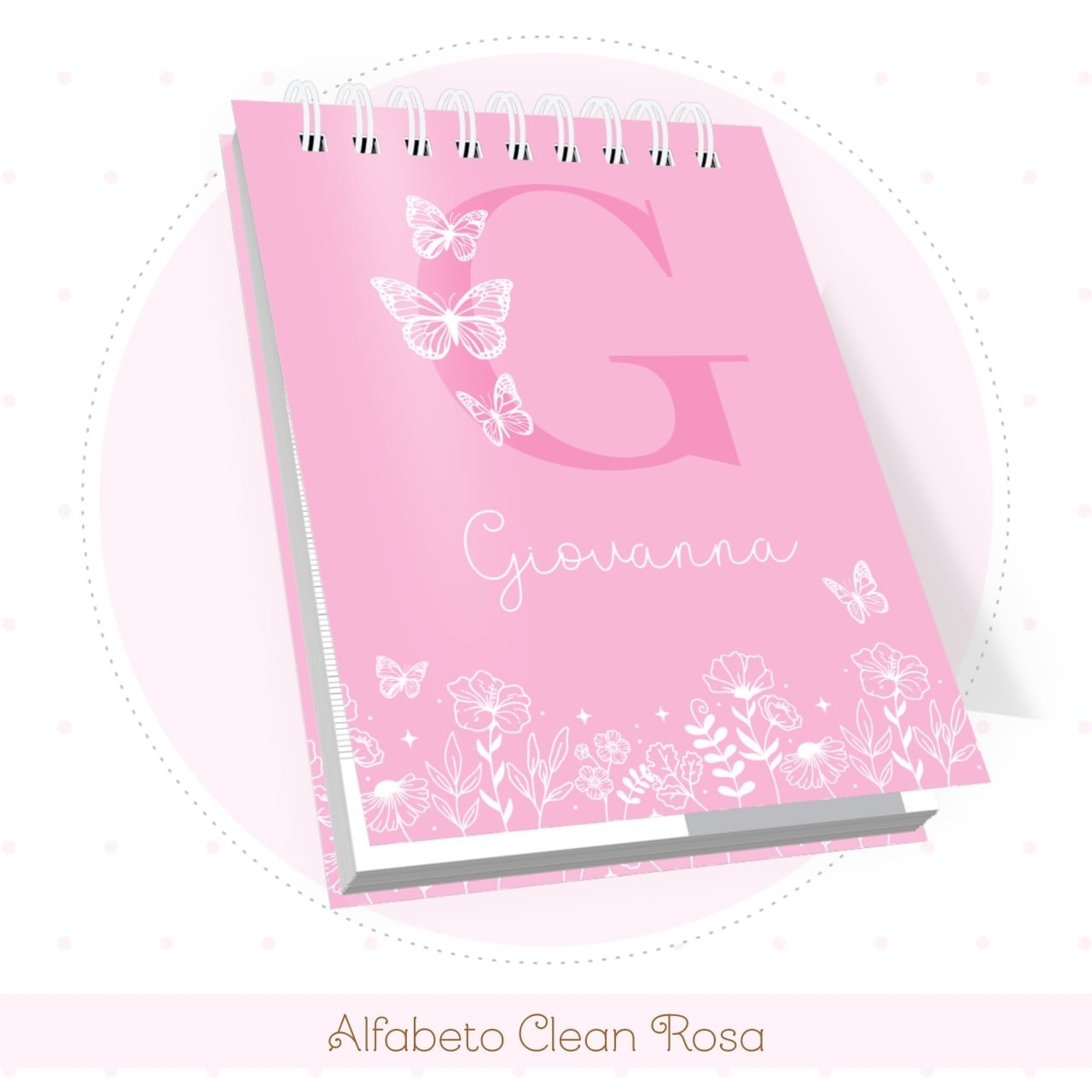 Caderneta e Livro do bebe Alfabeto Clean Borboleta Rosa