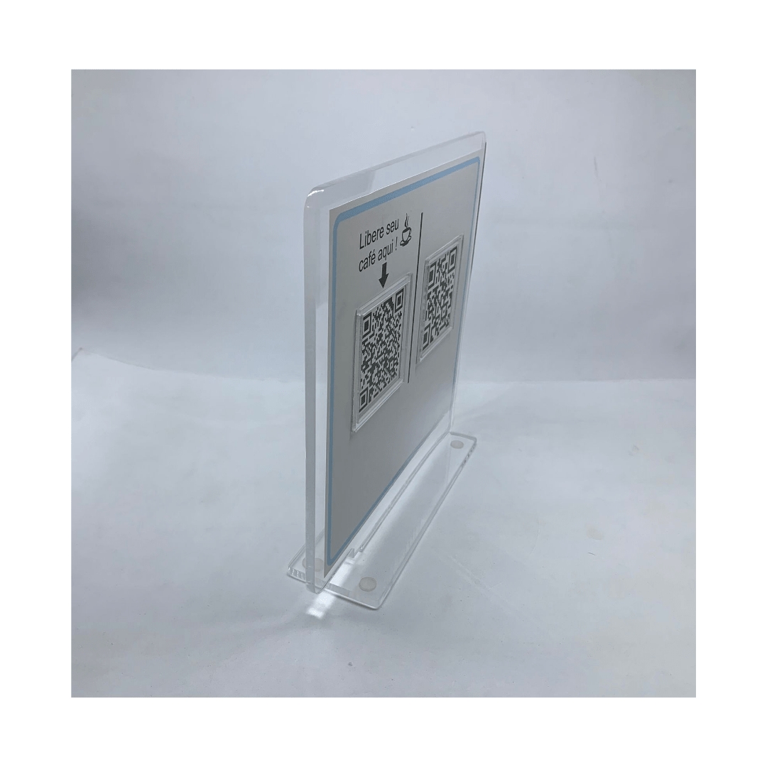 Porta Qr Code Adesivado em Acrílico